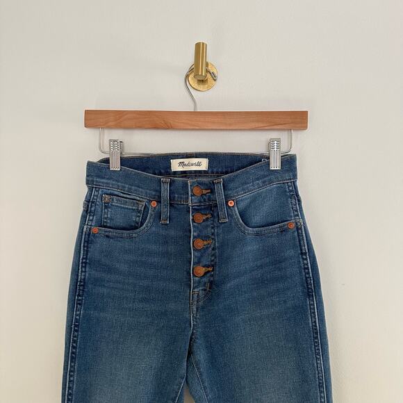 Madewell 10" High-Rise Skinny Jeans in Dewitt Wash Button-Front Denim 25 - Picture 7 of 13